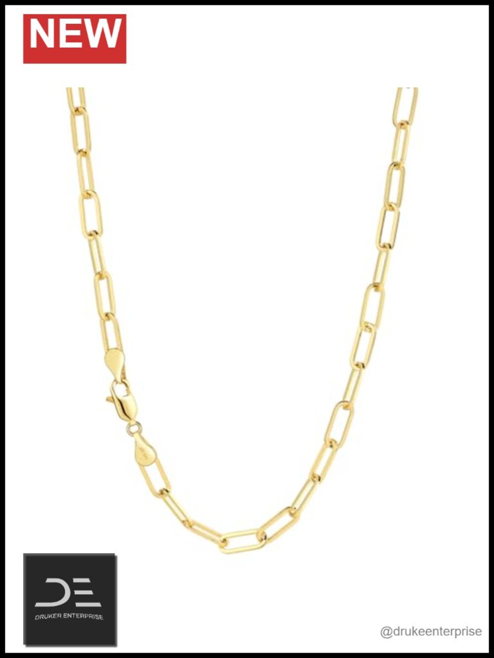 14K Gold Filled Paperclip Chain Necklace, Hypoallergenic 16-24 Inch